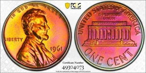 Tru View 1961�N�����J�[���L�O�Z���g PCGS PF65 RB �f�B�[�v�~���[�J���[ ���C���{�[�g�[��
