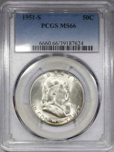 1951�N S ? �t�����N���� �n�[�t�_���[ 50�Z���g - PCGS MS66 - SUPERB++ �I���W�i���\�ʁI#126