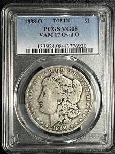 1888-O ���[�K�� �V���o�[ �_���[�ATOP 100 PCGS VG 08 VAM 17 OVAL O�A�ɂ߂Ċ󏭁B