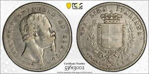 �C�^���A �G�~���A 1860�N 1���� �t�B�����c�F �n���h ���C�h���W�F���h PCGS VF30 ��