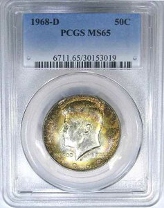1968-D 50C PCGS MS65 40% �V���o�[ �P�l�f�B ~ ���C���{�[�W�F�� & DDO! (���x���Ȃ�)