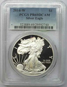 2014-W �A�����J���C�[�O�� 1�I���X �v���[�t��� PCGS PR69 DCAM �E�F�X�g�|�C���g - G328