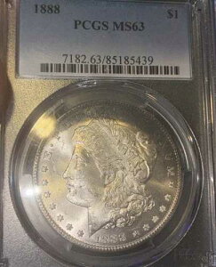 1888�N P PCGS MS 63 �����K���V���o�[ �_�[�N�u���[���u���X�g�z���C�g ���C���{�[�g�[�j���O�J���[ PQ+