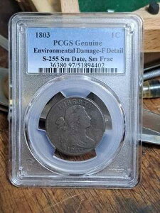 1803 1�Z���g S-255 �X���[���f�C�g �X���[���t���b�N �h���[�v�o�X�g ���[�W�Z���g PCGS F �t�@�C���f�B�e�[��