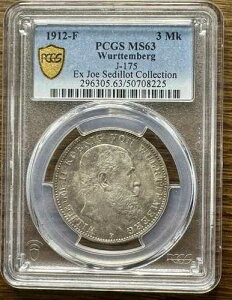 1912�N F �������e���x���N 3�}���N J-175 MS63 PCGS