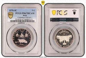�n�C�` 5�O�[���h 1970�N ic �V���o�[�v���[�t�R�C�� PCGS PR67 DCAM TOP POP �R�����u�X�D