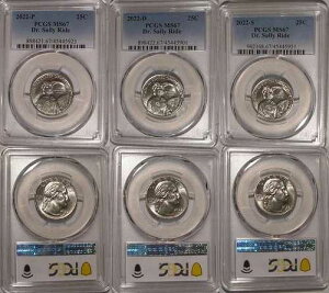 2022�N P D S Dr Sally Ride 25�Z���g�Z�b�g PCGS MS67 �A�����J���E�E�B�����Y�E�N�H�[�^�[