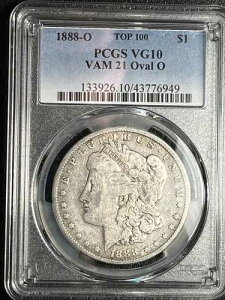1888-O ���[�K�� �V���o�[ �_���[�ATOP 100 PCGS VG 10�AVAM 21 OVAL O�A�ɂ߂Ċ󏭁B