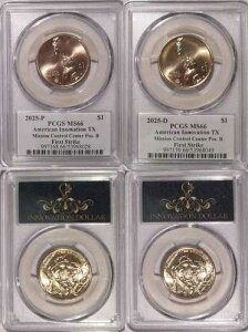 2025�N P&D �e�L�T�X �~�b�V�����R���g���[�� �C�m�x�[�V���� 1�h�� PCGS MS66 �|�W�V����B �t�@�[�X�g�X�g���C�N