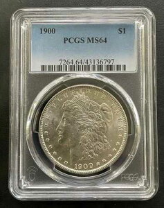 1900�N P �����K�� �V���o�[ �_���[ $1 PCGS MS-64�A���i���R�C��