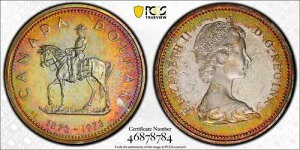 C098 �J�i�_ 1973 �N �V���o�[ �_���[ R.C.M.P. �Z���e�j�A�� KM-83 PCGS SP67 ���ꂢ�ȐF���ł��B