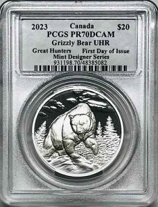 2023�N �J�i�_ �V���o�[ 20�h�� �O���Y���[�x�A UHR PCGS PR70 DCAM FDOI �X�U���i�E�u�����g