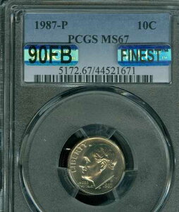 1987�N P ���[�Y�x���g �_�C�� PCGS MS67 MAC 90FB 90% FB �ō��� �V�~�Ȃ� $1,000 FB *