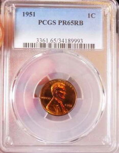 �E�B�[�g�Z���g 1951 PCGS PR 65 RB �g�[���r���[�e�B�[ �����Ȏ��F�̊󏭃R�C��