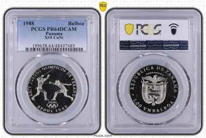 �p�i�} Cu-Ni �v���[�t 1 �o���{�A�R�C�� 1988�N X#5 �t�F���V���O PCGS PR64 �g�b�v�|�b�v??