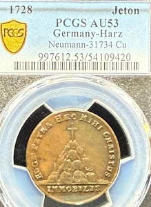 1728�N �h�C�c�E�n���c���� JETON NEUMANN-31734 PCGS AU 53