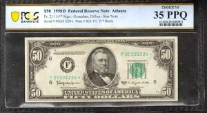 1950�N D $50 �A�M������s�X�^�[�m�[�g �A�g�����^ FR.2111-F* PCGS CH VF 35 PPQ (224*)