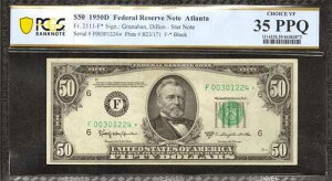 1950 D $50 �A�M������s�� �A�g�����^ FR.2111-F* �X�^�[�m�[�g PCGS 35 CH VF (224*