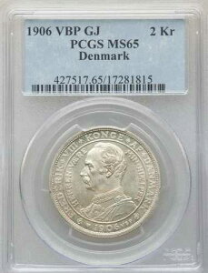 �f���}�[�N�A2 �N���[�l �L���O �t���f���b�N 8 �� 1906 VBP GJ-PCGS MS 65 (U)�A���A