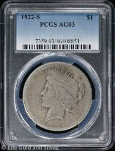 1922-S 1�h�� �s�[�X�V���o�[�h�� PCGS AG 03