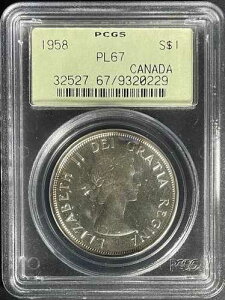 **��** 1958�N�J�i�_ �V���o�[�h�� �J���I PCGS PL-67 ? KM 55 �����x��