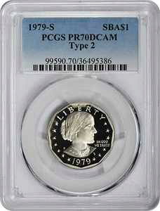 1979-S �^�C�v2 �X�[�U���EB�E�A���\�j�[�E�_���[ SBA PR70DCAM PCGS �v���[�t 70 DC �N���A 'S'