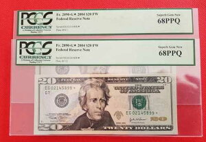 2OO4�A�����J���O�� 20�h�� �y�A �X�^�[�m�[�g �v���[�g#F7/2 PCGS 68 PPQ EG02145898-99