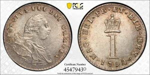 1792�N 1D �y�j�[�V���o�[ �C�M���X KM#610 S-3760 PCGS MS62 #45479430 EYE APPEAL