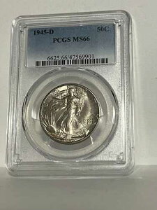 1945�N D 50�Z���g �E�H�[�L���O�E���o�e�B �n�[�t�_���[ PCGS MS66 �W�F�� BU �E�F���X�g���b�N�R�C��