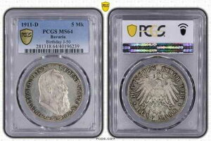 �h�C�c �o�C�G���� 5�}���N �a���� ���C�g�|���g���q 1911�N PCGS MS64 �h�C�c�鍑 BU