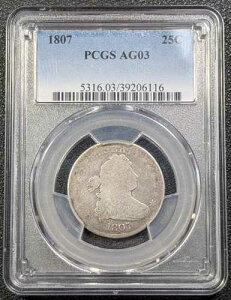 1807 �N �h���[�v �o�X�g �V���o�[ �N�H�[�^�[ 25C PCGS AG03 - ��������!