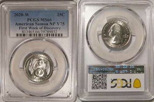 2020�N W �A�����J�̃T���A �N�H�[�^�[ 25�Z���g PCGS MS66 ���T V75 �v���C�x�[�g�}�[�N �o�b�g�R�C��