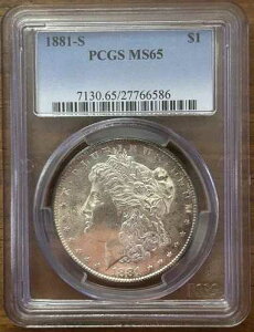 1881 S PCGS MS65�B�������F���ƃv���[�t�̂悤�ȃt�B�[���h�BL-#170�B