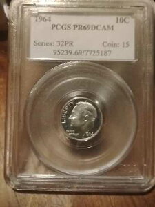 1964�N �v���[�t ���[�Y�x���g �_�C�� PCGS PR69 �f�B�[�v�J���I �X�C�[�g�R�C�� ��