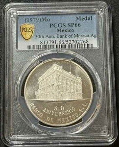�� 1979�N Mo 24.96g .999 �V���o�[ ���L�V�R 50���N�L�O Bank Of Mexico PCGS SP66