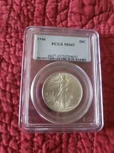 1946�N P PCGS MS65 �E�H�[�L���O�E���o�e�B�E�n�[�t�_���[ 50�Z���g US 1946-P MS-65 �u���X�g�z���C�g