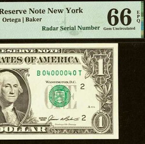 1985�N�� $1 FRN PMG Gem 66EPQ - �g�b�v�|�b�v 1/0 - �t�@���V�[���[�_�[ �V���A���i���o�[ 04000040