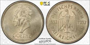 1932-F �h�C�c - ���C�}�[�����a�� 3 ���C�q�X�}���N KM# 76 �Q�[�e j-350 PCGS MS62