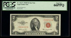MALACK 2.00�h�� 1953B Fr 1511 PCGS 66 PPQ �X�^�[�m�[�g�AGEM! pm0013