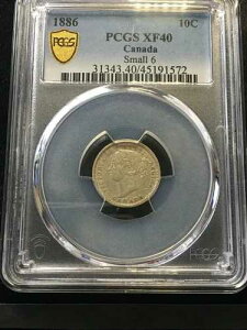 1886�N�� �X���[��6�A�\��#5 PCGS�O���[�h �J�i�_�ݕ��A10�Z���g�A**EF-40** #1572