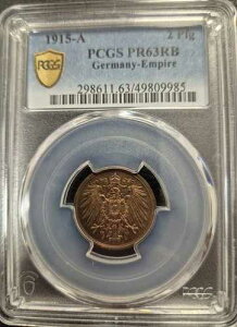�R�C���G���p�C�A 2 �y�j�q 1915 A PCGS PR63RB �v���[�t �g�b�v�|�b�v 1/0 ���C�v�c�B�q