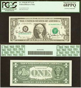 1977A $1 FRN - PCGS 68PPQ - �g�b�v�|�b�v 1/0 �t�@�C�l�X�g - �f���A���I�[�g�O���t ���[�g��/�~���[