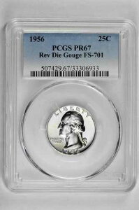 1956�N 25�Z���g �V���o�[ �v���[�t ���V���g�� �N�H�[�^�[ PCGS PR67 Rev �_�C �S�b�W FS-701