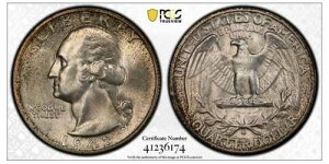 1948-S 25�Z���g ���V���g�� �N�H�[�^�[�h�� PCGS MS67 41236174