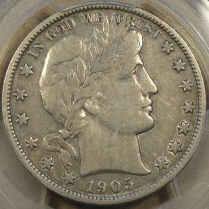 1905-S �o�[�o�[ �n�[�t�_���[ 50�Z���g PCGS�F�� VF30 ���C�g�O���[�A�����򂠂�