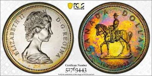 1973�N�J�i�_ �V���o�[�h�� RCMP 100���N�L�O �������g�[�� - PCGS SP66