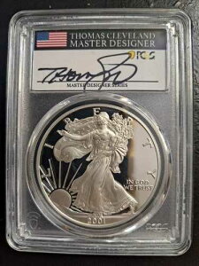 2001-W �v���[�t �V���o�[ �C�[�O�� PCGS PR70 DCAM �}�O�i���E�I�v�X �g�[�}�X�E�N���[�u�����h �T�C������