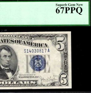 1934�ND 5�h����ݏؖ��� PCGS Superb-Gem 67PPQ - �u���[�V�[�����C�h - Fr 1654WI
