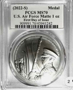 2022 S �V���o�[���_�� PCGS 1�I���X COA�t�� �o�����X ���[�|�b�v US AIR FORCE MS70 �i�C�X # NNT