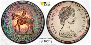 C025 �J�i�_ 1973 �N �V���o�[ �_���[ R.C.M.P. �Z���e�j�A�� KM-83 PCGS SP67 ���ꂢ�ȐF���ł��B